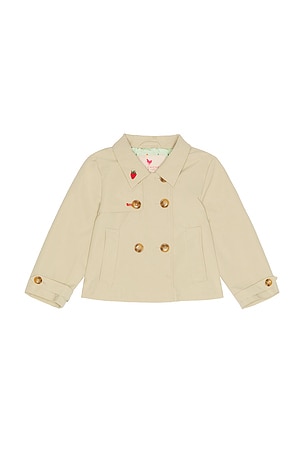 Girls Ramie Crop Trench Pink Chicken