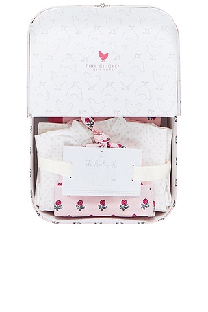 Pink Chicken Nesting Box Baby Take Home Set in Pink