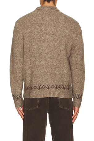 Percival Novel Collared Cardigan in Brown