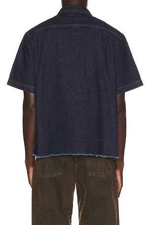 Percival Harley Denim Cropped Boxy Shirt in Blue