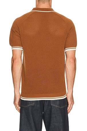 Percival Casa Martini Knitted Tennis Polo in Brown