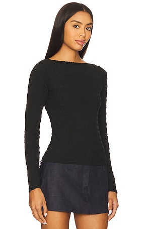 Peachy Den The Cindy Longsleeve Top in Black