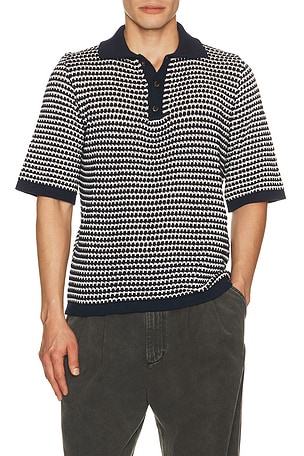 Island Crochet Button Polo PEREGRINE