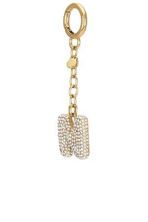 petit moments Bubble Initial Pave Keychain in Metallic Gold
