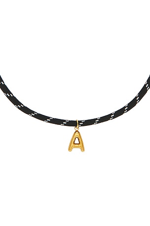 petit moments Bubble Initial Paracord Necklace in Black