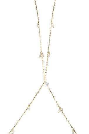 petit moments Pearl Body Chain in Metallic Gold