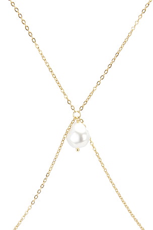 petit moments Pearl Bralette Chain in Metallic Gold