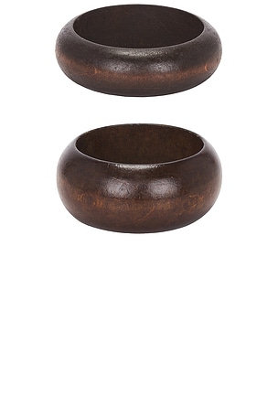 petit moments Wooden Bangle Set in Brown