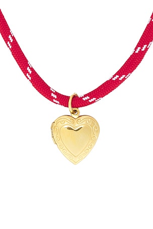 petit moments Locket Charm Paracord Necklace in Red