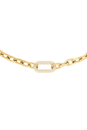 petit moments Pave Carabiner Necklace in Metallic Gold