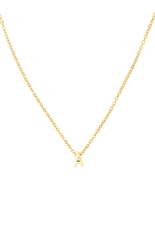 petit moments Initial Letter Necklace in Metallic Gold. Size V. Also