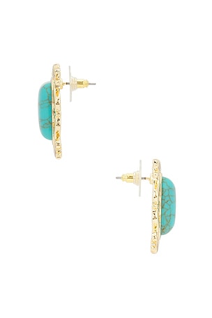 petit moments Viva Stud Earrings in Metallic SIlver,Teal