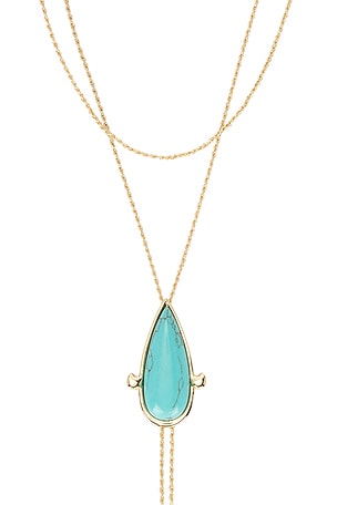 petit moments Paloma Bolo Necklace in Metallic Gold,Teal