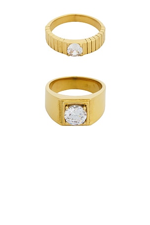 Round Stone Statement Ring Set Of 2 petit moments