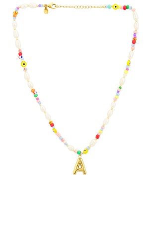 Beaded Pearl Bubble Initial Necklace petit moments