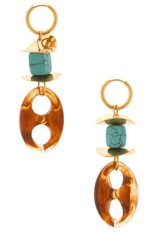 petit moments Acrylic Link Earrings in Teal