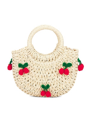 petit moments Cherry Straw Bag in Tan