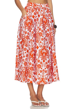 PEIXOTO Paula Midi Skirt in Red,White