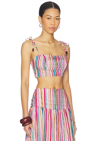 PEIXOTO Ezra Cropped Top in Pink,Tan