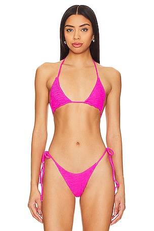KYA Newport Reversible Bikini Top in Rouge & Hot Pink