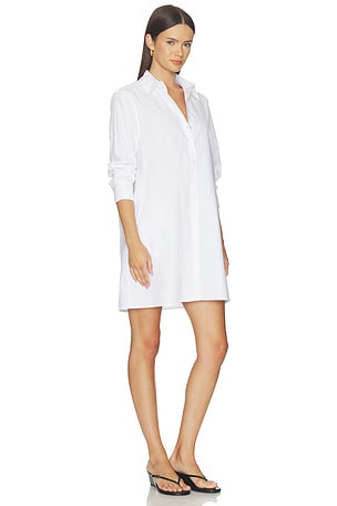 perfectwhitetee Felicia Cotton Poplin Button Down Dress in White