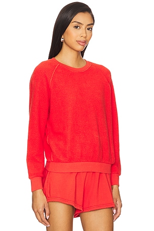 perfectwhitetee Inside Out Fleece Shrunken Crewneck Sweatshirt in Red