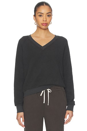 Zuri Reverse Fleece V Neck Sweatshirt perfectwhitetee