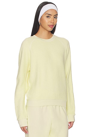 perfectwhitetee Fleece Long Sleeve Crewneck Sweatshirt in Lemon
