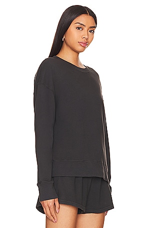 perfectwhitetee French Terry Pullover Sweatshirt in Black