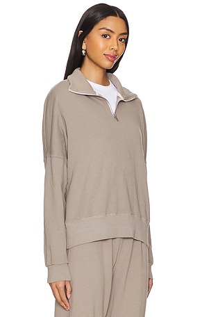 perfectwhitetee Maren Half Zip in Taupe