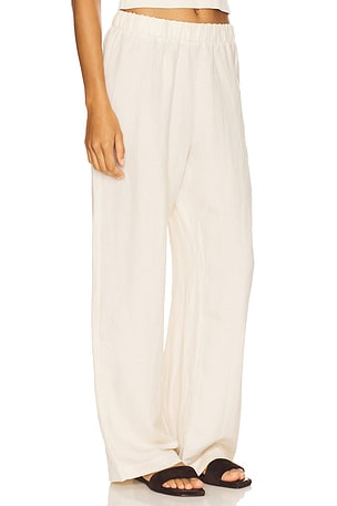 perfectwhitetee Woven Linen Pant in Nude