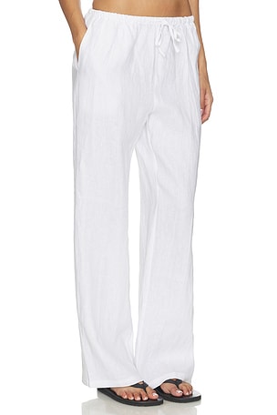 perfectwhitetee Lorana Linen Drawstring Pant in White