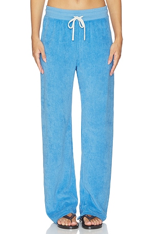 perfectwhitetee Eliana Loop Terry Drawstring Pant in Blue