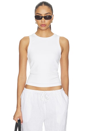 Daphne Structured Rib High Neck Tank perfectwhitetee