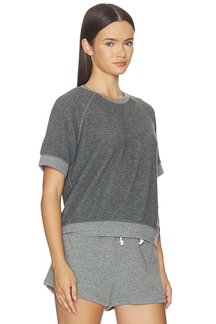 perfectwhitetee Kennedy Core Fleece Short Sleeve in Grey