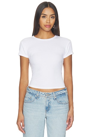 Maci Recycled Cotton Rib Crew Neck Tee perfectwhitetee