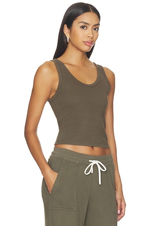 perfectwhitetee Blondie Structured Rib Bra Friendly Tank in Olive