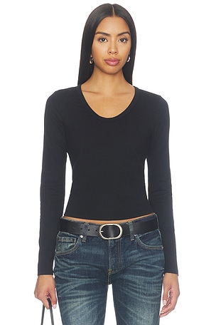 Shaya Long Sleeve V Neck Tee perfectwhitetee