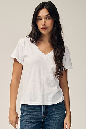 Cotton Boxy V Neck Tee perfectwhitetee