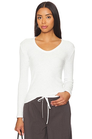 Sweater Rib Long Sleeve U Neck Topperfectwhitetee$96NEW