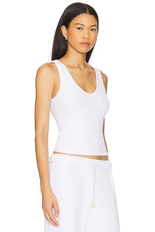 perfectwhitetee Hazel Waffle Tank Top in White
