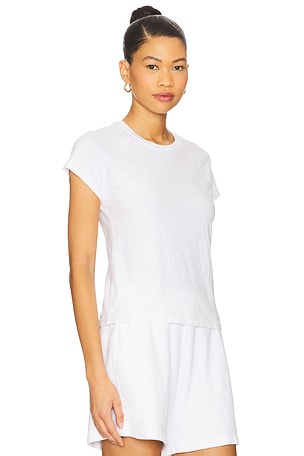 perfectwhitetee Recycled Cotton Raglan Baby Tee in White