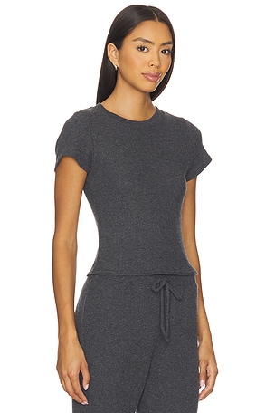 perfectwhitetee Gabby Rib Short Sleeve Crew Top in Grey