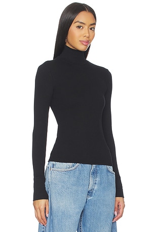 perfectwhitetee Hayden Turtleneck Top in Black