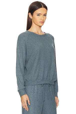 perfectwhitetee Cooper Waffle Crew Top in Slate. Size XS. Also