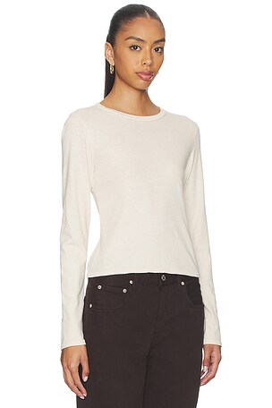 perfectwhitetee Jamie Recycled Cotton Long Sleeve in Cream