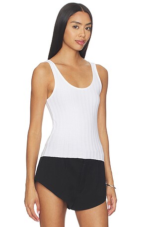 perfectwhitetee Poorboy Rib Tank Top in White