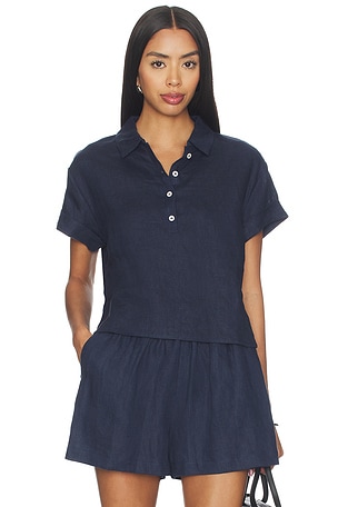 Linen 1/4 Button Down Collared Tee perfectwhitetee