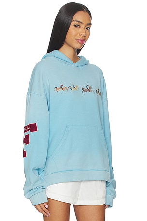 Found Horse Line Embroidered Hoodie in Blue. Size XS. Also
