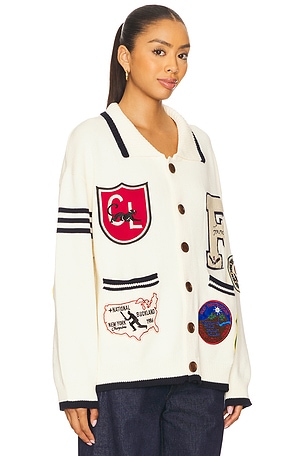 Found York Varsity Patch Jacket in Cream